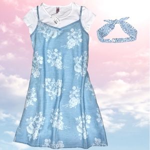 Justice Size 12 Chambray Tank & Tee Dress & Hair!